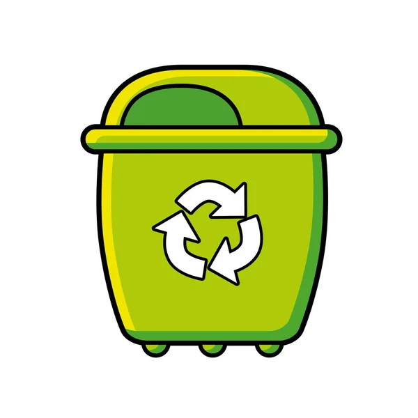 隔離された緑のリサイクルゴミ箱 — ストックベクタ