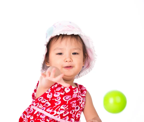 Malá holčička si hrát, izolované na bílém — Stock fotografie