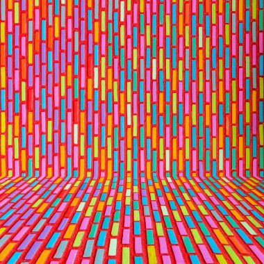 Oda iç renkli tuğla duvar ve zemin ile