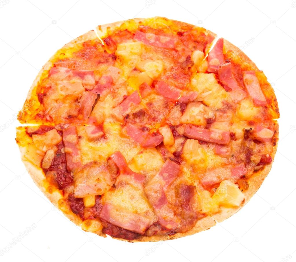 Hawaiian pizza isolated on white background