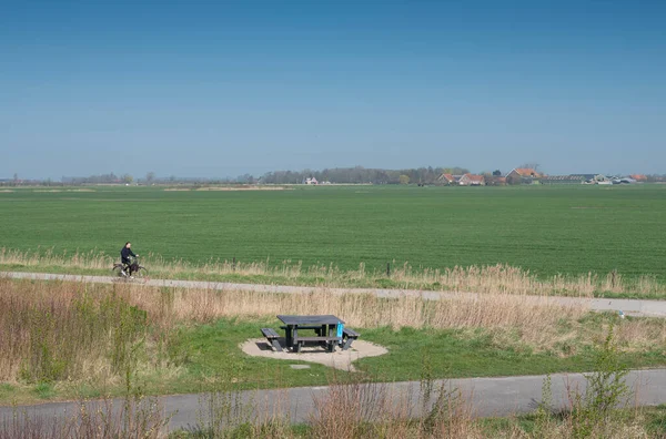 Middelburg Netherlands March 2021 Boy Rides Bike Country Road Farms — Stock Photo, Image