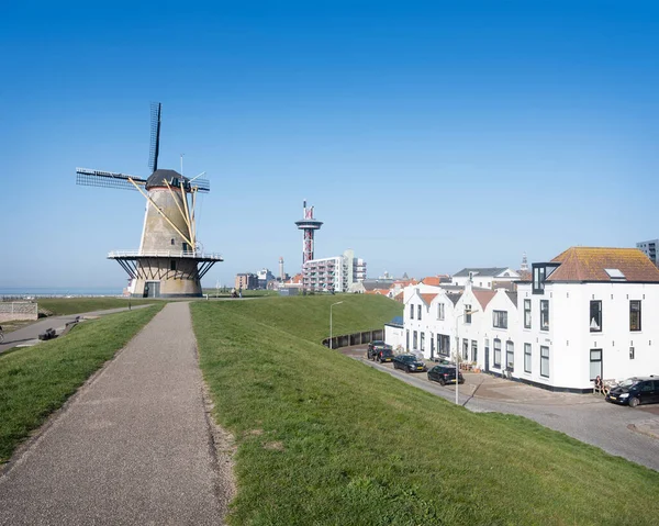 Vlissingen Maart 2021 Windmolen Bij Nonkel Strand Nederlandse Stad Vlissingen — Stockfoto