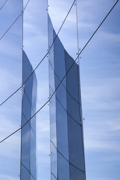 Glass panes on facade of trade building — Stock Photo, Image