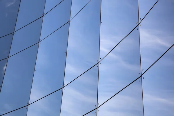 Glass panes on facade of trade building — Stock Photo, Image