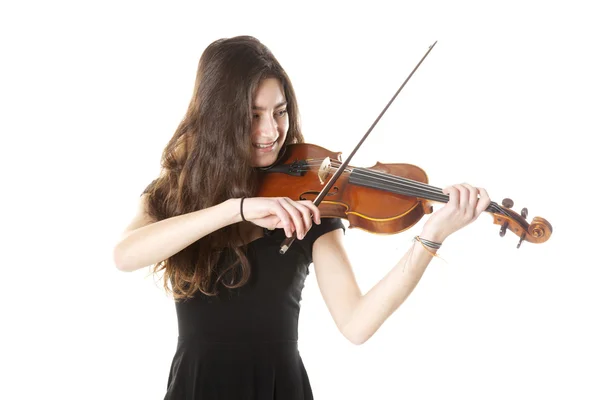 Teenage girl plays violin in studio — Stock Photo, Image