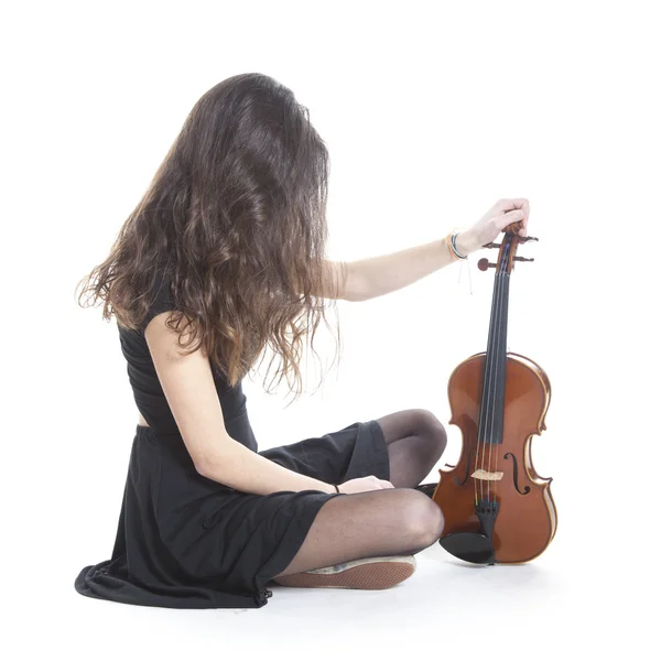Muito cabelo e um violino — Fotografia de Stock