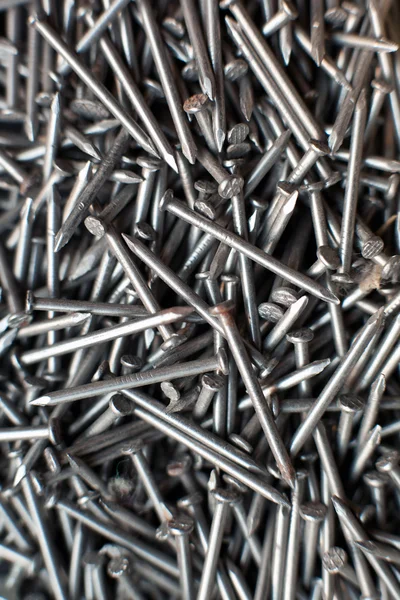Closeup of many iron nails — Stock Photo, Image