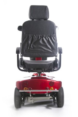 red motorized mobility scooter fot elderly people clipart