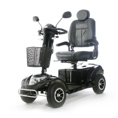 black motorized mobility scooter fot elderly people clipart
