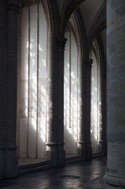 katedral içinde pilars ışık ve gölge oluşturduğu 