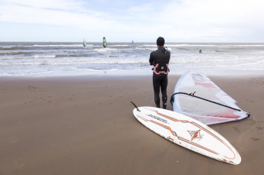 wind surfing on north sea near Den Haag