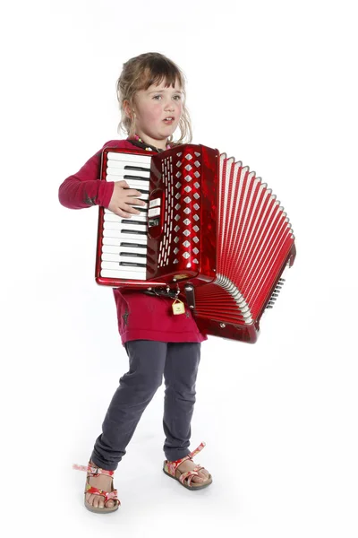 Très jeune fille avec accordéon en studio — Photo