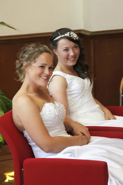 Two brides on the verge of getting married — ストック写真