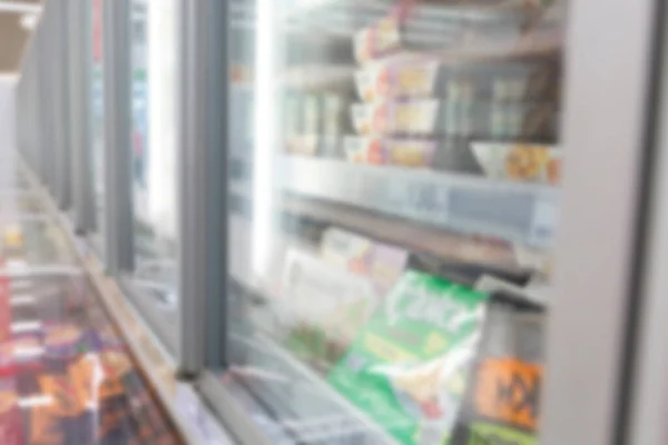 Vitrine Vidro Com Produtos Semi Acabados Resfriados Grande Supermercado Luz — Fotografia de Stock