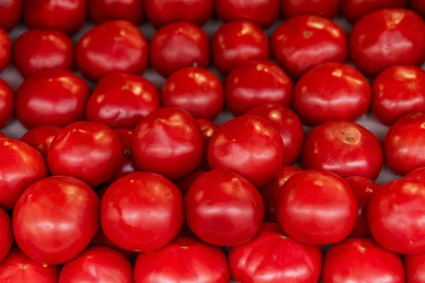 Banyak Tomat Segar Segar Meja Pasar Makanan Sehat Vitamin Dan — Stok Foto