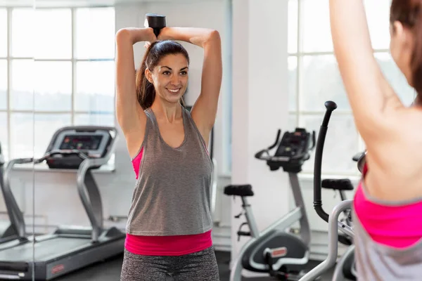 Smiling Young Woman Dumbbells Gym Active Lifestyle Health — Stock Photo, Image