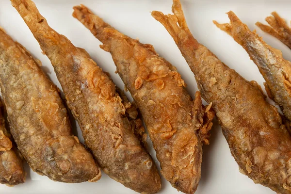Kleine Gebratene Fische Teig Appetithappen Für Bier Nahaufnahme — Stockfoto
