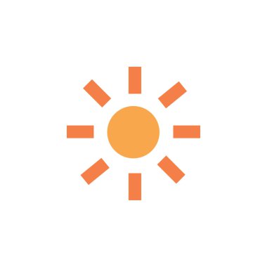 Güneş ikonu düz stil. yaz güneş ışığı sembolü vektör çizimi