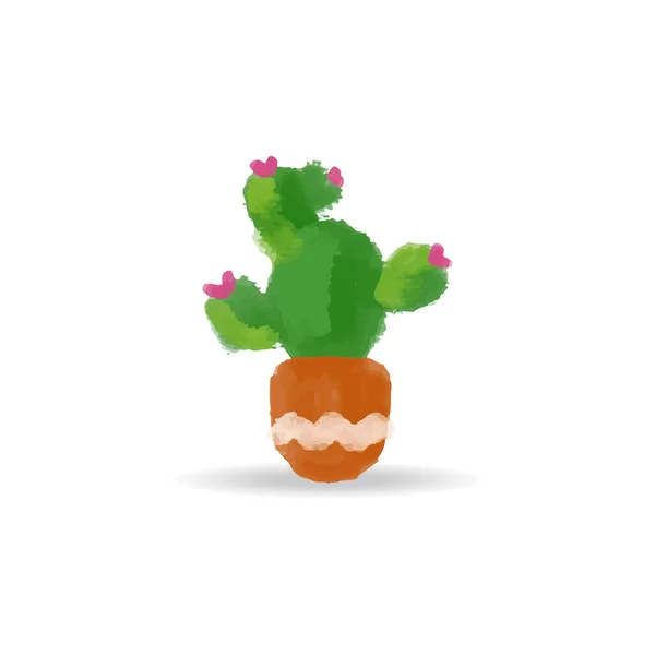 Cactus Dessin Animé Isolé Illustration Vectorielle Pot Clip Art Cactus — Image vectorielle