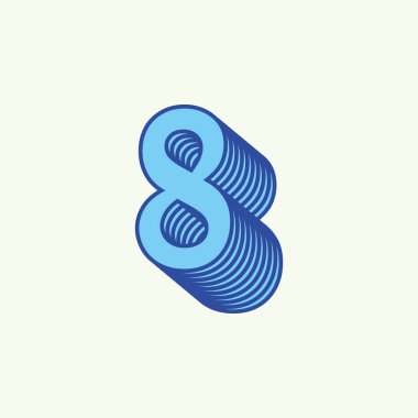 8 numaralı vintage tarzı. Eski Latince sekiz işaret sembolü düz vektör illüstrasyonu