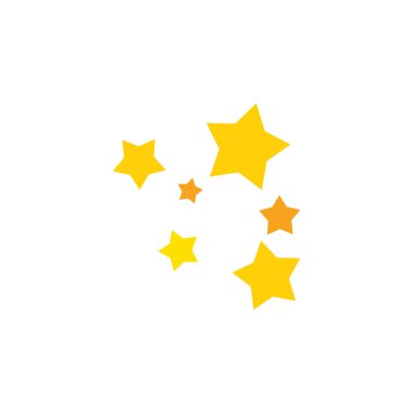 Düz yıldız ikonu. Parlak sarı ışıltı, dekorasyon pırıltısı, parlak ışık. Parlayan ışık efekti