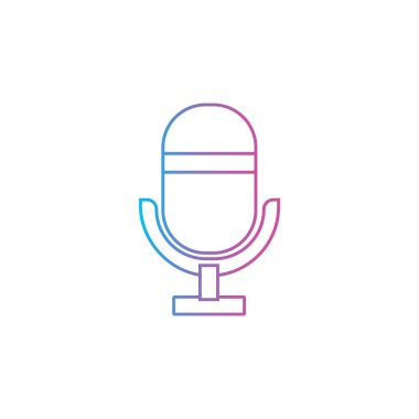 Podcast, radyo ya da ses kaydı işareti vektör ilüstrasyonu için mikrofon düz çizgi çizgisi simgesi