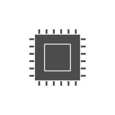 mikroçip işlemci çipi siyah katı biçim vektör çizimi