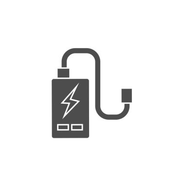 güç hücresi depolama pili veya taşınabilir şarj siyah katı ikon vektör çizimi