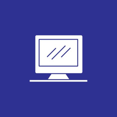 Katı biçim vektör illüstrasyonlu bilgisayar monitörü simgesi