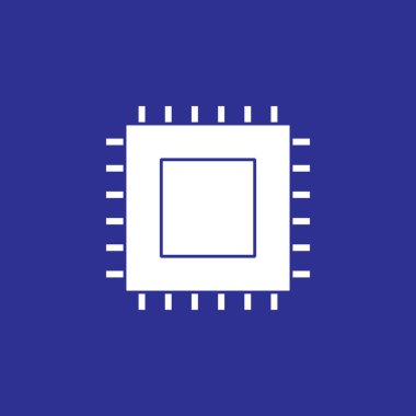 mikroçip işlemci yongası katı biçim ikonu vektör çizimi