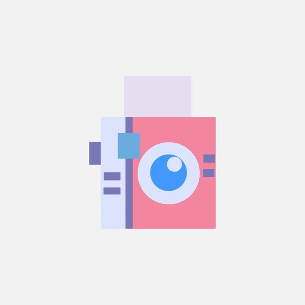 Analogue Square Camera Flat Style Icon Photographer Vector Illustration — Stock Vector