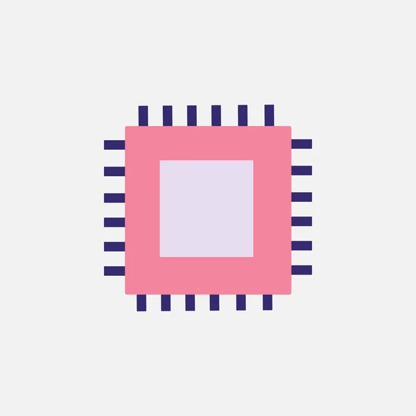 Microchip Cpu Processor Chip Platte Stijl Pictogram Vector Illustratie — Stockvector