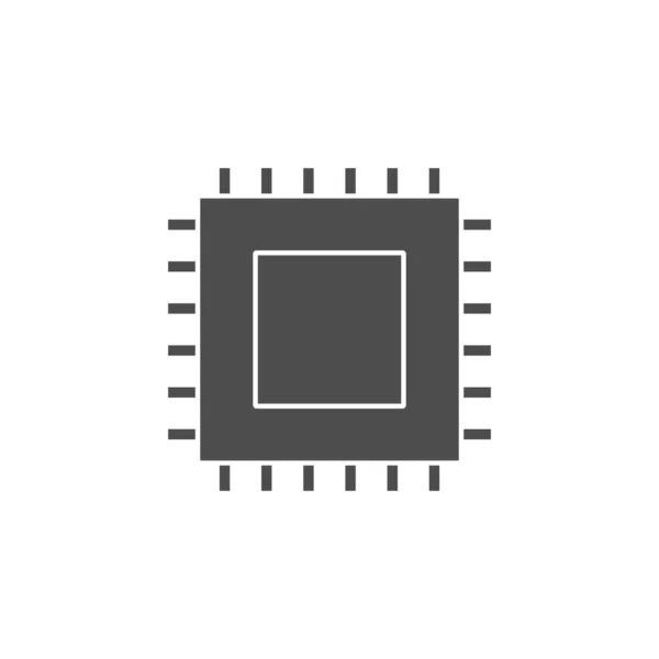 Microchip Cpu Processor Chip Black Solid Style Icon Vector Illustration — Stock Vector