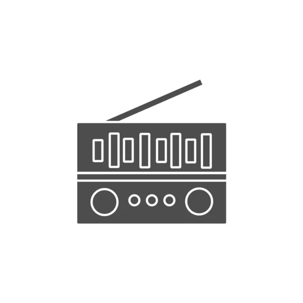 チューナブラックソリッドスタイルのアイコンベクトルイラストからのラジオ — ストックベクタ
