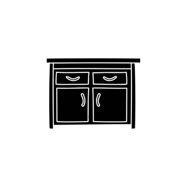 Dolap silueti karalama taslak tarzı ikon. Beyaz arkaplanda izole edilmiş basit mürekkep elle çizilmiş Vektör illüstrasyonu