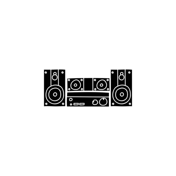 Audio Station Silhouette Doodle Sketch Style Icon Isolated White Background — Stock Vector