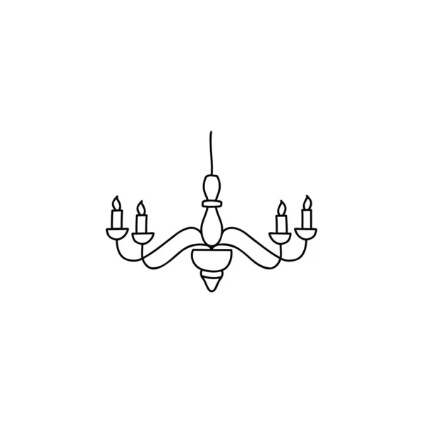 Lustre Plafonnier Doodle Croquis Icône Style Lampe Classique Isolée Sur — Image vectorielle