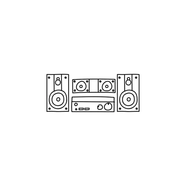 Audio Station Doodle Sketch Style Icon Isolated White Background Simple — Stock Vector