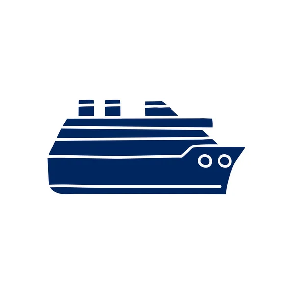 Zeeschip Cruise Silhouet Doodle Pictogram Witte Achtergrond Eenvoudige Inkt Hand — Stockvector