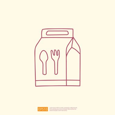 Yemek ikonu konsepti. yemek kutusu çizgi karalama biçim vektör illüstrasyonu