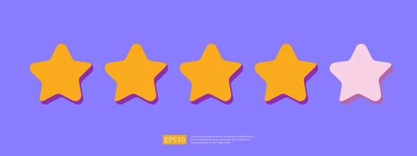 Lima Bintang Konsep Rating Produk Pelanggan Untuk Evaluasi Kepuasan Klien - Stok Vektor