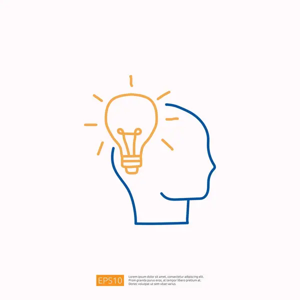 Koncepcja Ikony Związanej Kreatywnością Doodle Symbolem Głowy Lampy Kreatywne Projektowanie — Wektor stockowy