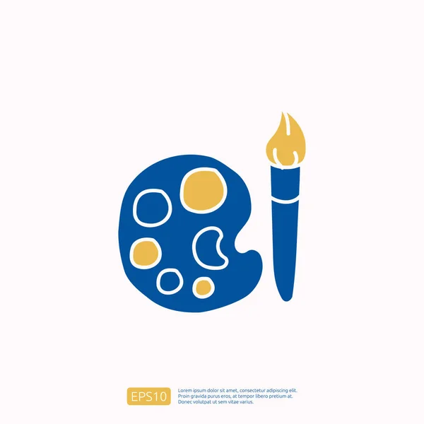 Kreativitet Relateret Doodle Ikon Koncept Med Tegning Pensel Palet Symbol – Stock-vektor