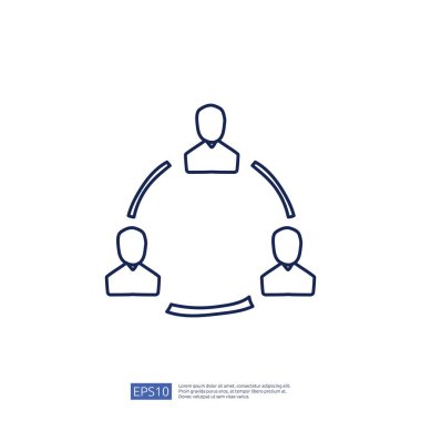 İş ağı karalama simgesi konsepti. topluluk veya pazarlama bağlantı işareti vektör illüstrasyonu