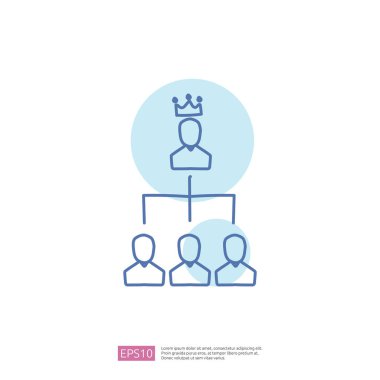 İş dünyası liderlik ağı karalama simgesi konsepti. topluluk veya pazarlama bağlantı işareti vektör illüstrasyonu