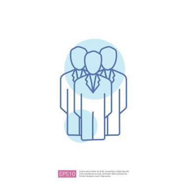 İş dünyası ekibi karalama ikonu. Takım liderliği ya da topluluk konsepti. Birlikte çalışan insanlar. Sosyal ağ grubu logosu vektör illüstrasyonu