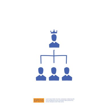 İş dünyası liderlik ağı karalama simgesi konsepti. topluluk veya pazarlama bağlantı işareti vektör illüstrasyonu