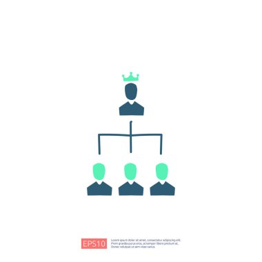 İş dünyası liderlik ağı karalama simgesi konsepti. topluluk veya pazarlama bağlantı işareti vektör illüstrasyonu