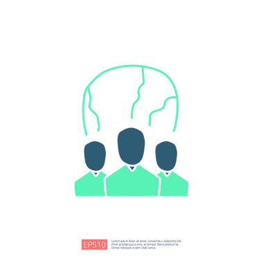 iş dünyası küresel topluluk ağ karalama simgesi insanlarla ve dünya işaret sembolü illüstrasyonu