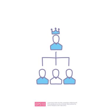İş dünyası liderlik ağı karalama simgesi konsepti. topluluk veya pazarlama bağlantı işareti vektör illüstrasyonu